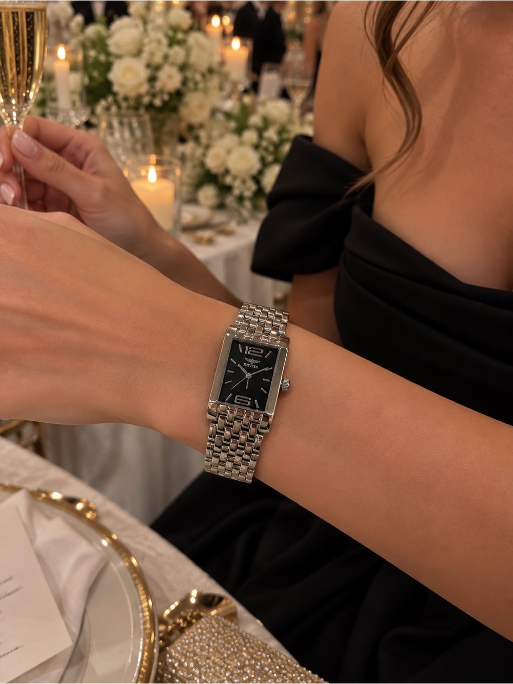 Women’s silver, and black watch - 69899